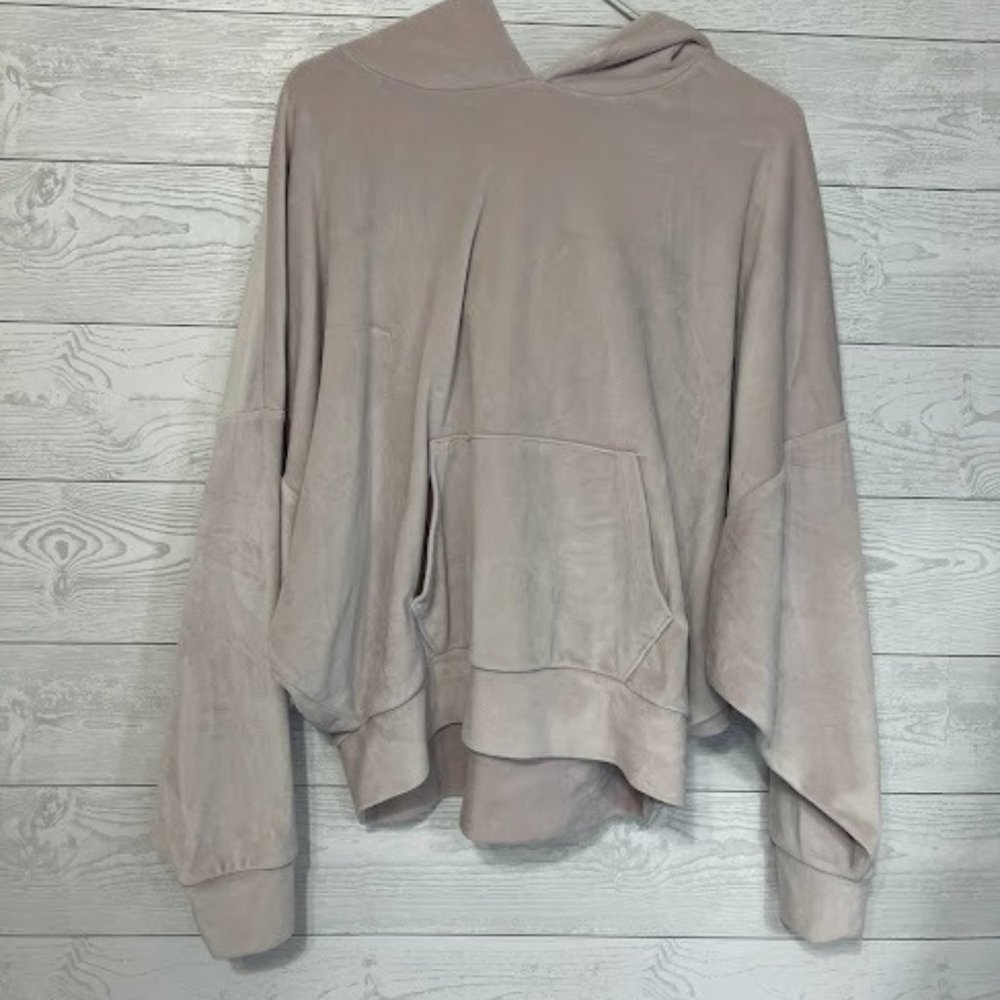American Eagle Pink Velvet Cropped Hoodie- Size large